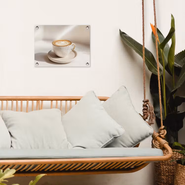 Cappuccino - Schuim - Schotel - Beige tuinposter los doek klein -sfeer7