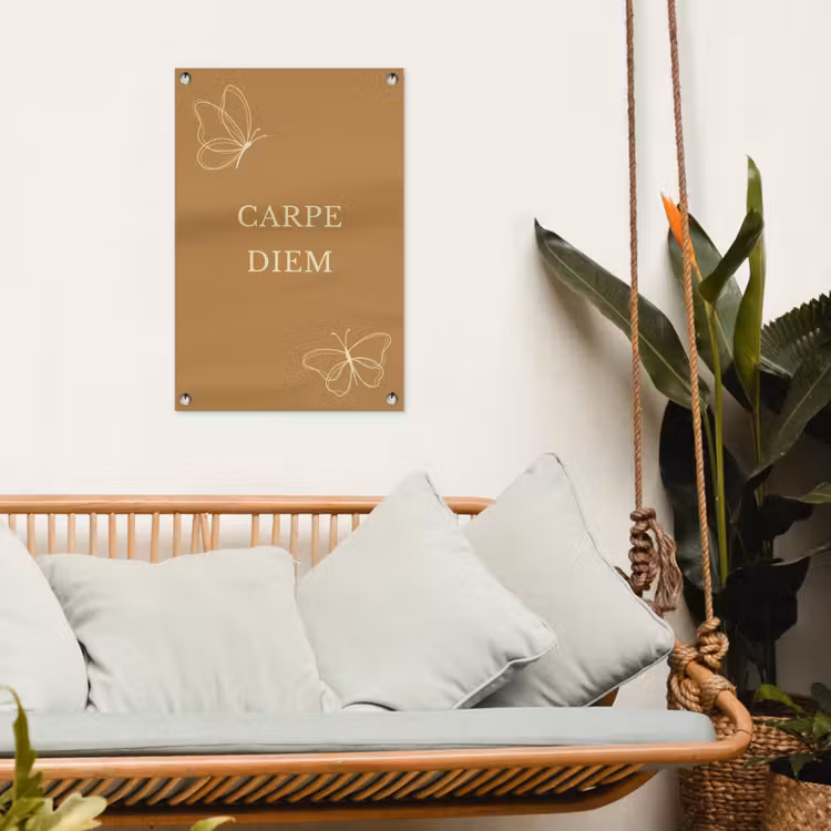 Carpe Diem met Vlinder tuinposter los doek klein -sfeer7