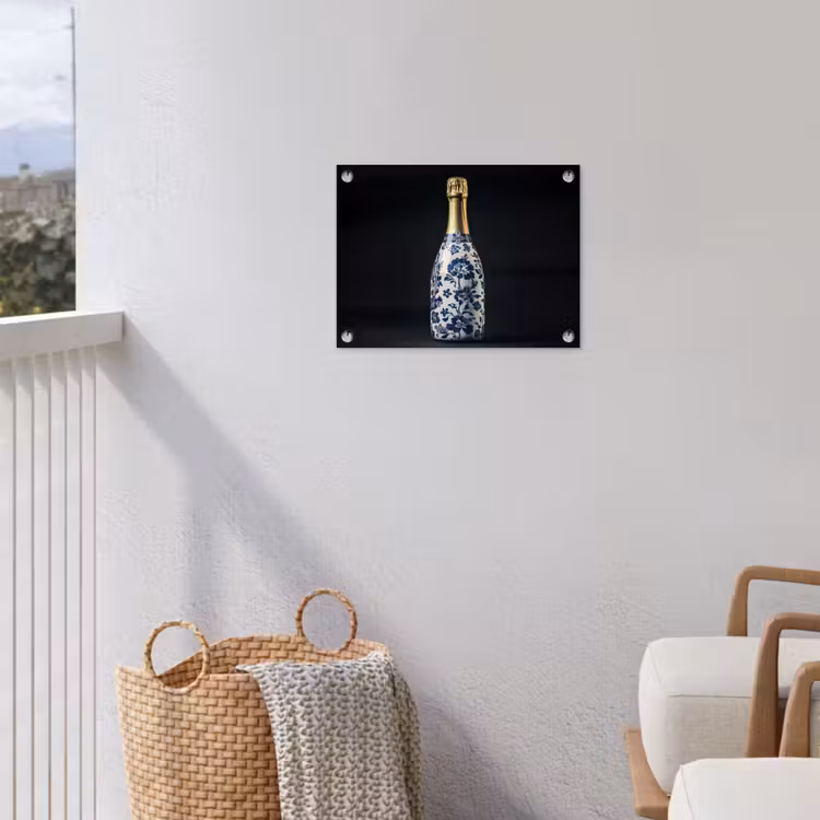 Champagne - Bloemen - Goud - Chique tuinposter los doek klein -sfeer8