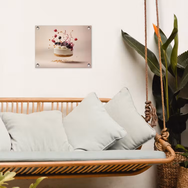 Cheesecake - Eten - Roze - Taart tuinposter los doek klein -sfeer7