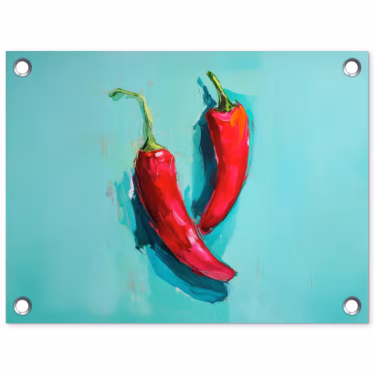 Chilipepers - Geverfd - Rood tuinposter los doek klein -3d