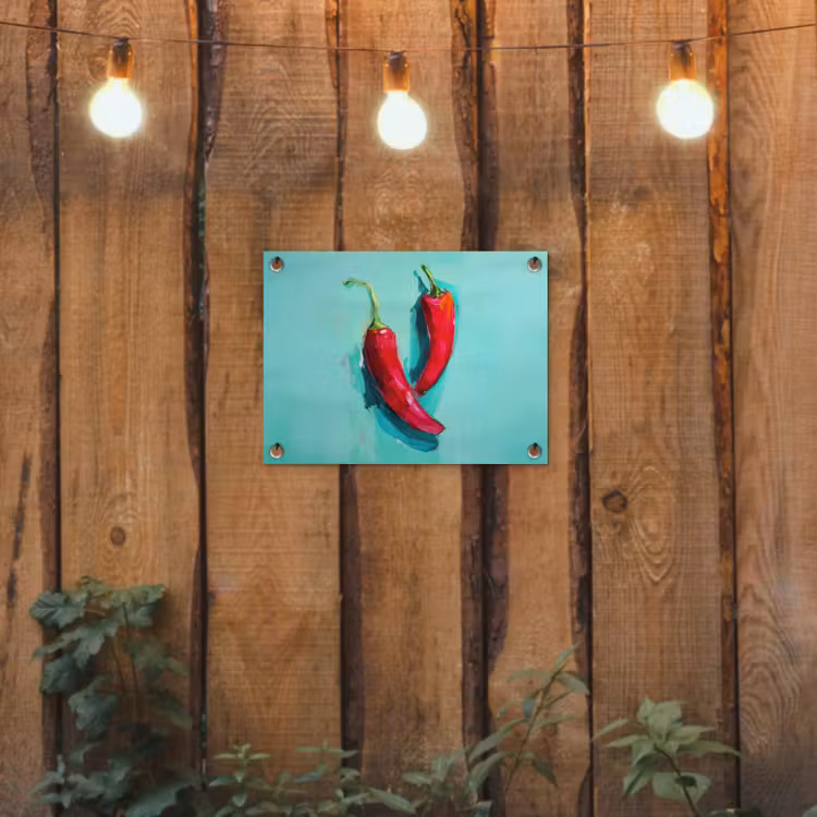 Chilipepers - Geverfd - Rood tuinposter los doek klein -sfeer1