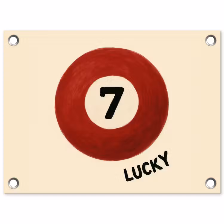 Cirkel - Zeven - Lucky - Rood tuinposter los doek klein -3d