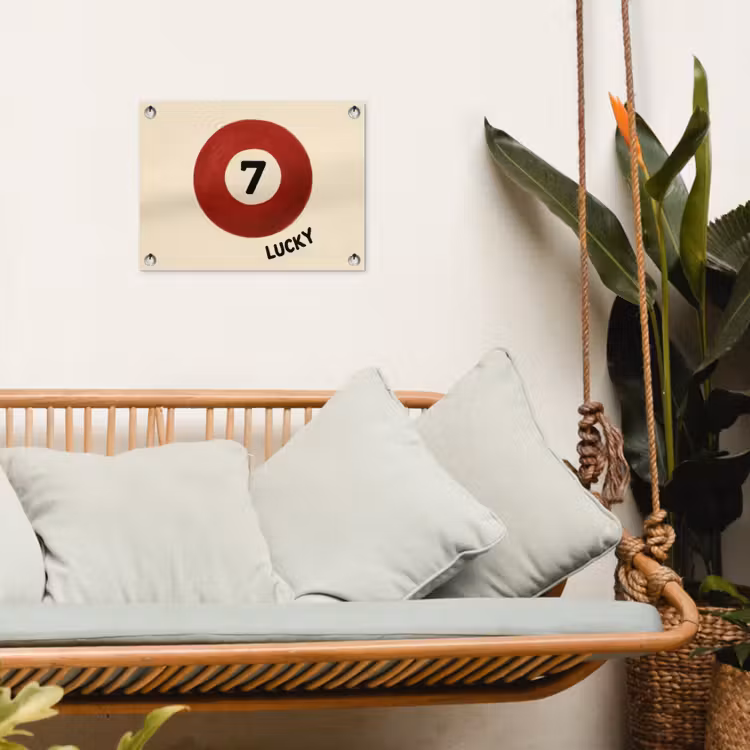 Cirkel - Zeven - Lucky - Rood tuinposter los doek klein -sfeer7