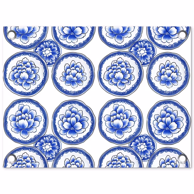 Cirkels - Bloemen - Blauw tuinposter los doek klein 239 -3d