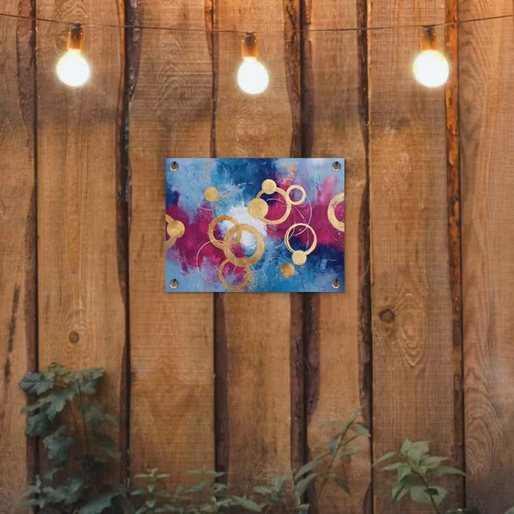 Cirkels - Goud - Abstract tuinposter los doek klein -sfeer1