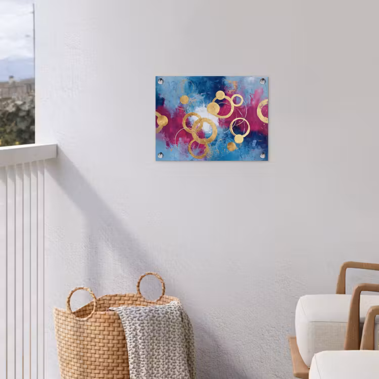Cirkels - Goud - Abstract tuinposter los doek klein -sfeer8