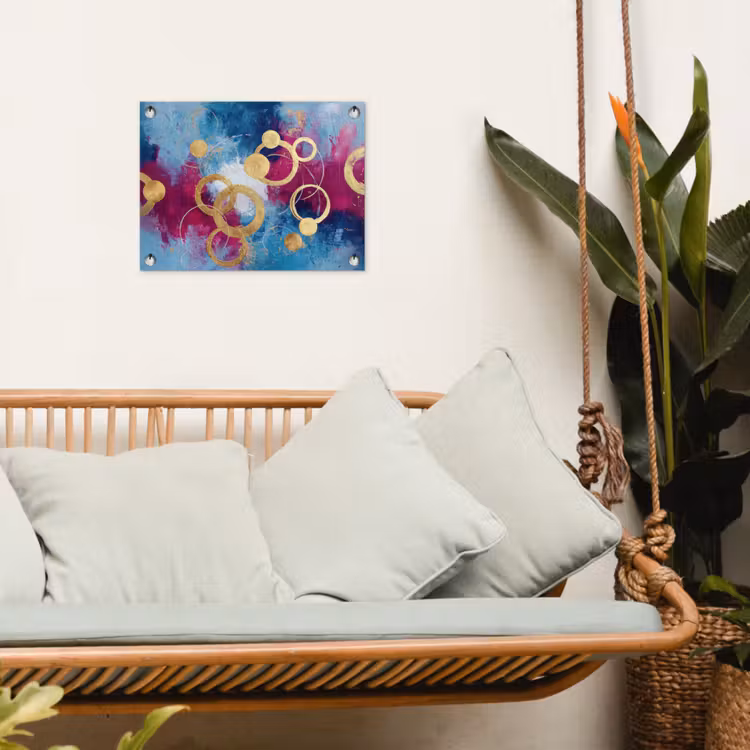 Cirkels - Goud - Abstract tuinposter los doek klein -sfeer7