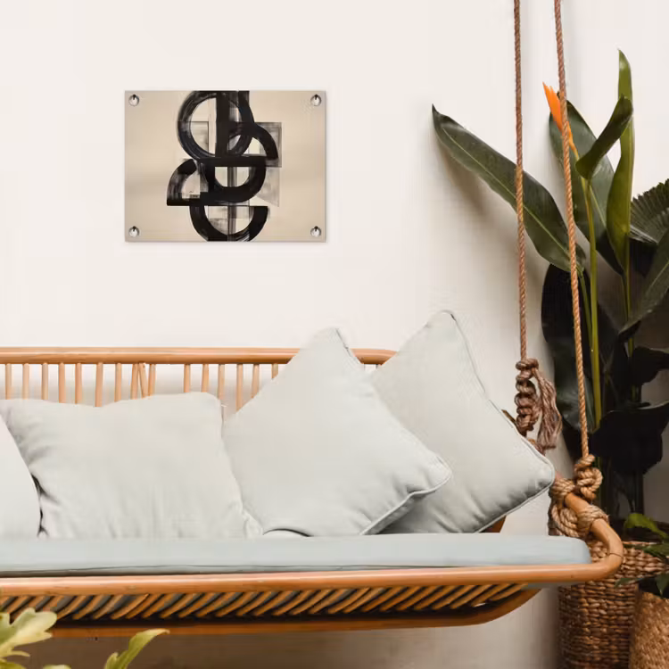 Cirkels - Lijnen - Vormen - Zwart tuinposter los doek klein -sfeer7