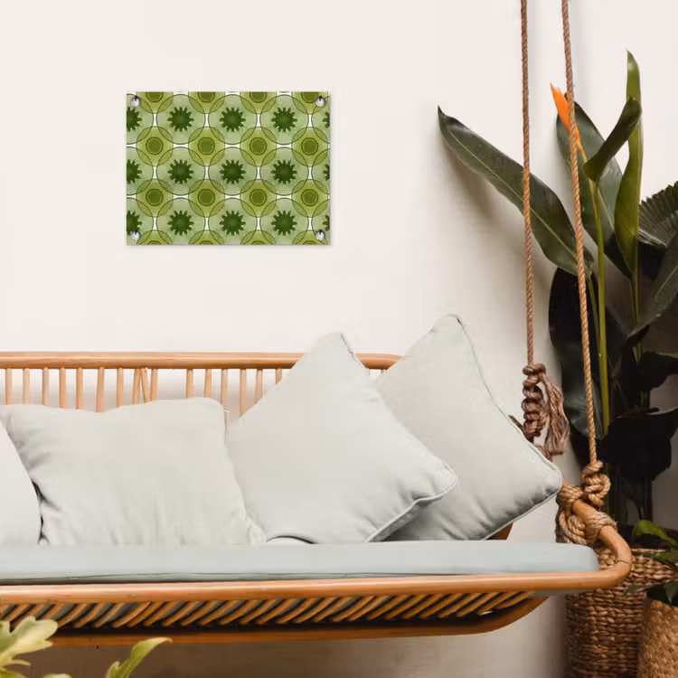 Cirkels - Patroon - Groen tuinposter los doek klein 239 -sfeer7