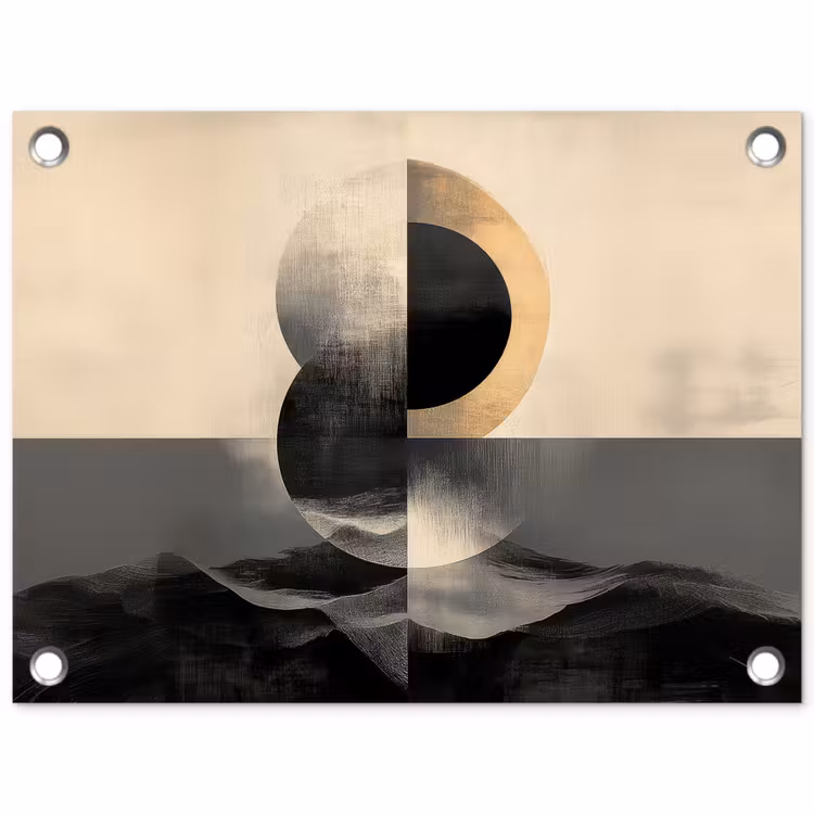 Cirkels - Schaduw - Abstract tuinposter los doek klein -3d
