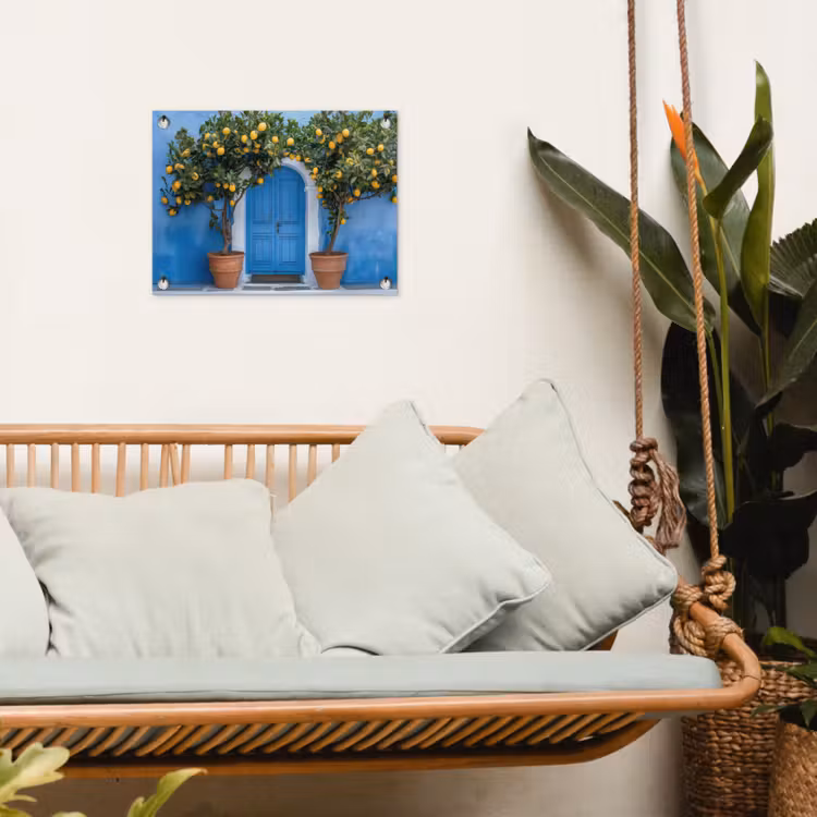 Citroenbomen - Geel - Deur - Potten tuinposter los doek klein -sfeer7