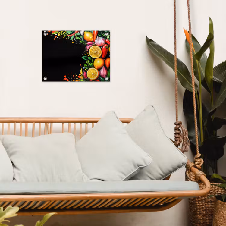 Citroenen - Peper - Kruiden - Graffiti - Verf - Abstract tuinposter los doek klein -sfeer7