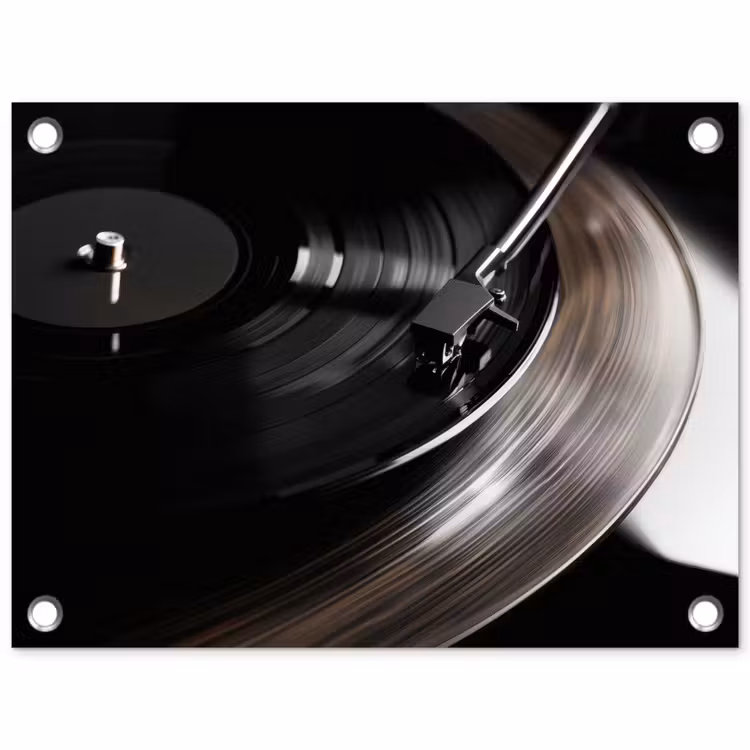 Close-up - Vinylplaat - Platenspeler - Zwart tuinposter los doek klein -3d