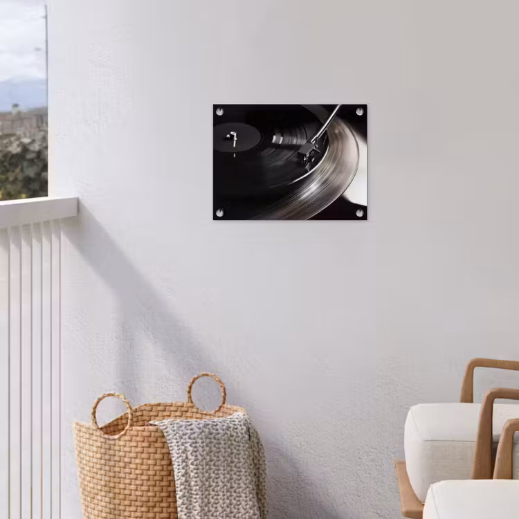 Close-up - Vinylplaat - Platenspeler - Zwart tuinposter los doek klein -sfeer8