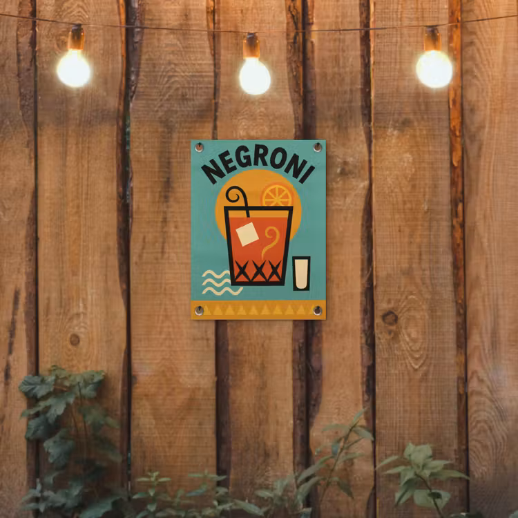 Cocktail - Negroni - Art - Sinaasappel tuinposter los doek klein -sfeer1