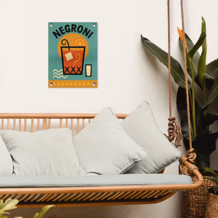 Cocktail - Negroni - Art - Sinaasappel tuinposter los doek klein -sfeer7