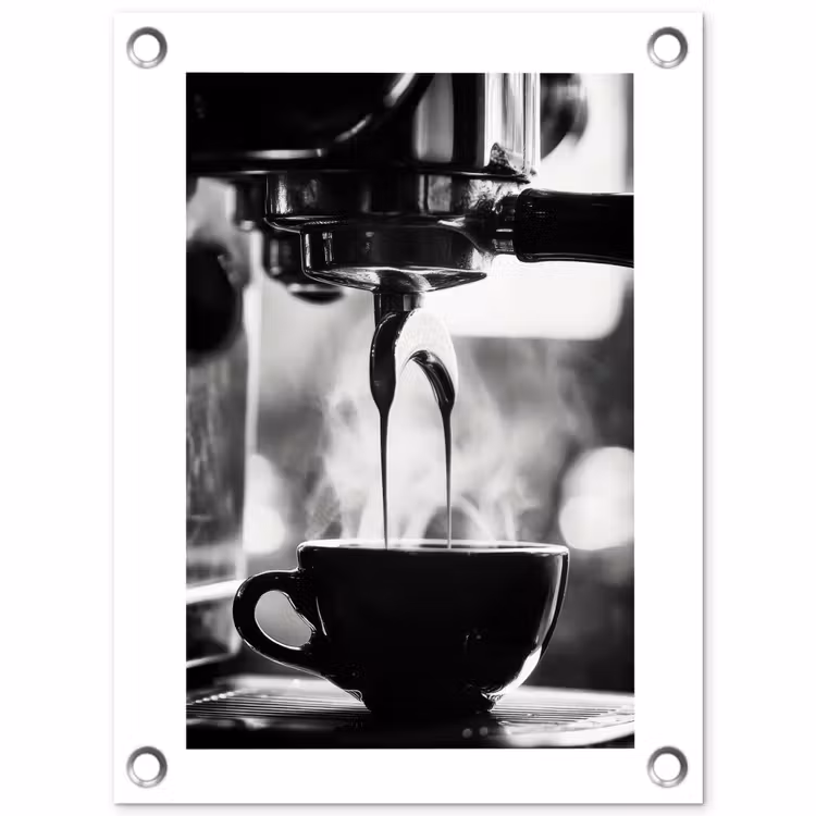 Coffee - Espresso - Koffiemachine - Kop tuinposter los doek klein -3d