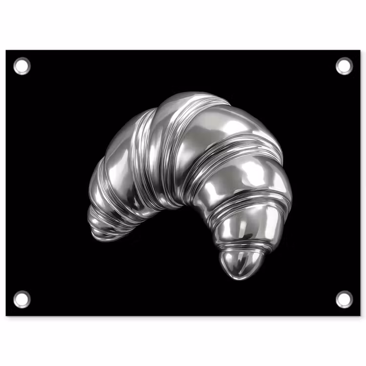 Croissant - Metaal - Zilver tuinposter los doek klein -3d