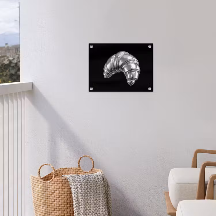 Croissant - Metaal - Zilver tuinposter los doek klein -sfeer8