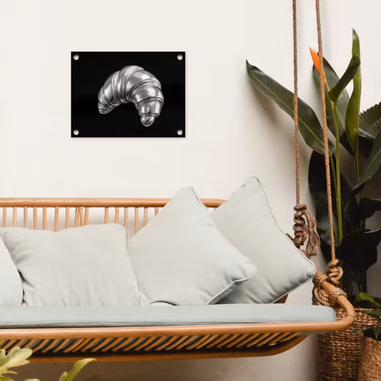 Croissant - Metaal - Zilver tuinposter los doek klein -sfeer7