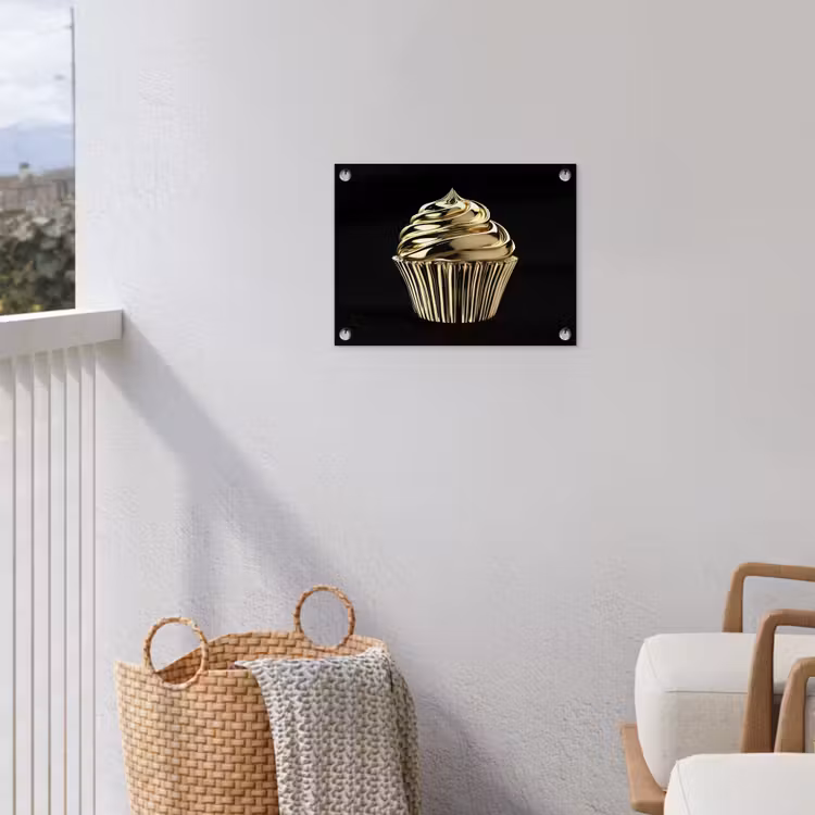 Cupcake - Eten - Goud - Zwart tuinposter los doek klein -sfeer8