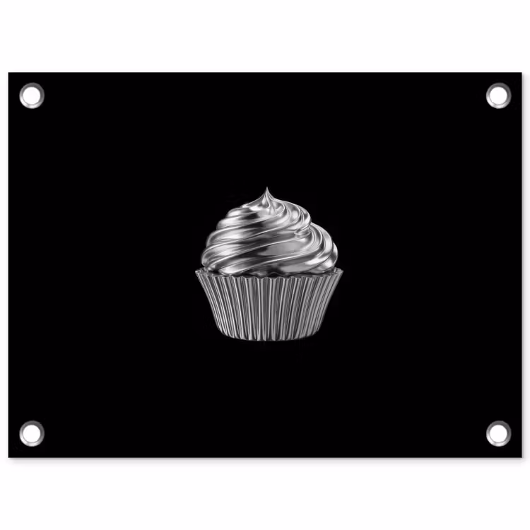 Cupcake - Luxueus - Zilver tuinposter los doek klein -3d