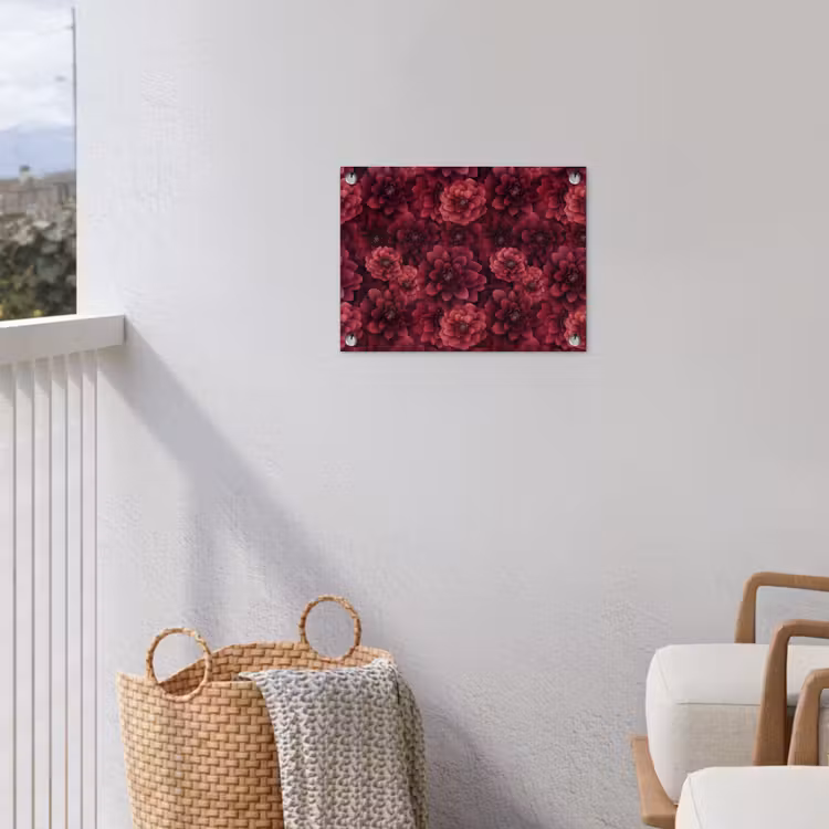 Dahlias - Bloemen - Rood tuinposter los doek klein 239 -sfeer8