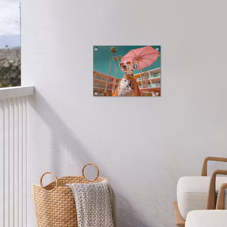 Dalmatiër - Zonnebril - Parasol - Roze tuinposter los doek klein -sfeer8