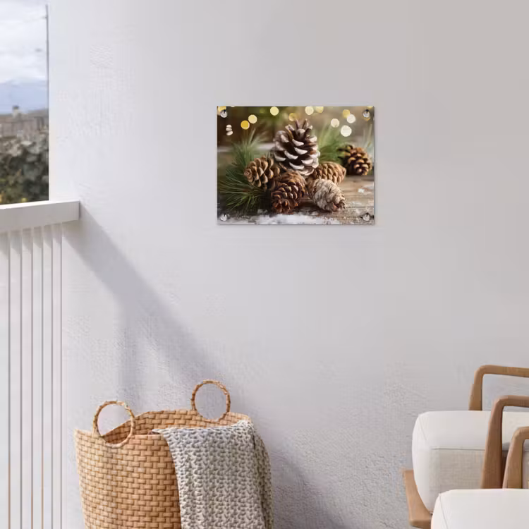 Dennenappels - Kerstsfeer - Bruin - Groen tuinposter los doek klein -sfeer8