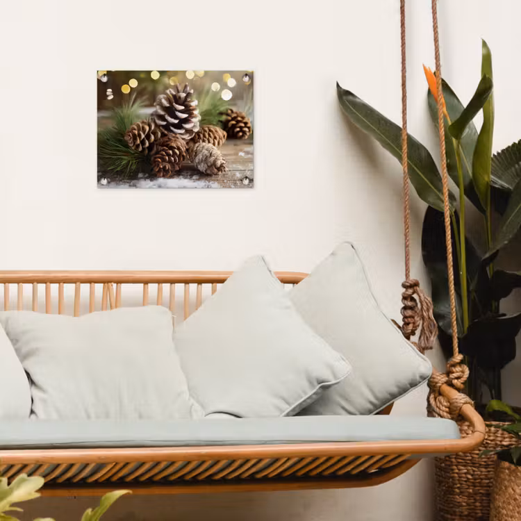 Dennenappels - Kerstsfeer - Bruin - Groen tuinposter los doek klein -sfeer7