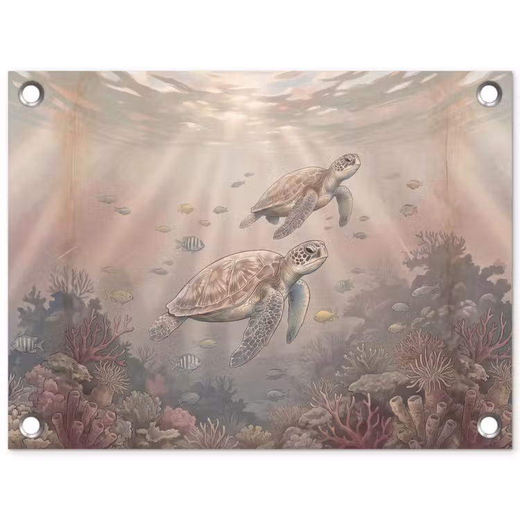 Dier - Onderwater - Oceaan - Illustratie - Zeeleven tuinposter los doek klein -3d