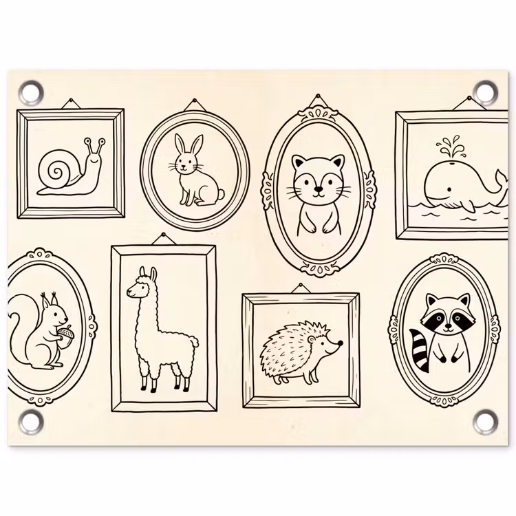 Dieren - Illustratie - Lijsten - Galerij - Speels tuinposter los doek klein -3d