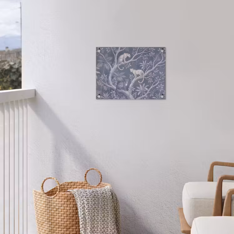 Dieren - Jungle - Illustratie - Bomen - Blauw tuinposter los doek klein -sfeer8
