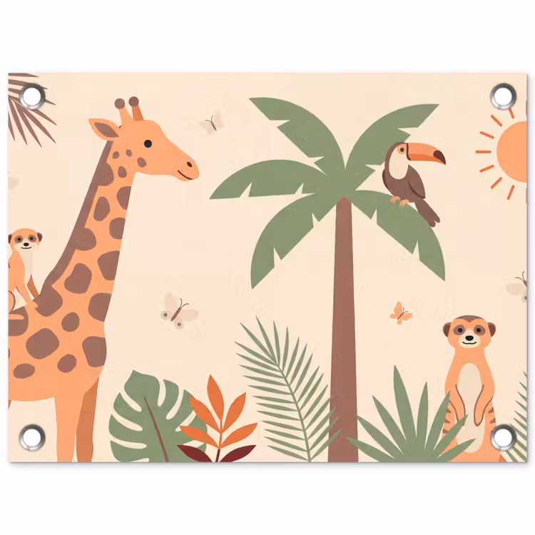 Dieren - Tropisch - Safari - Kleurrijk tuinposter los doek klein -3d