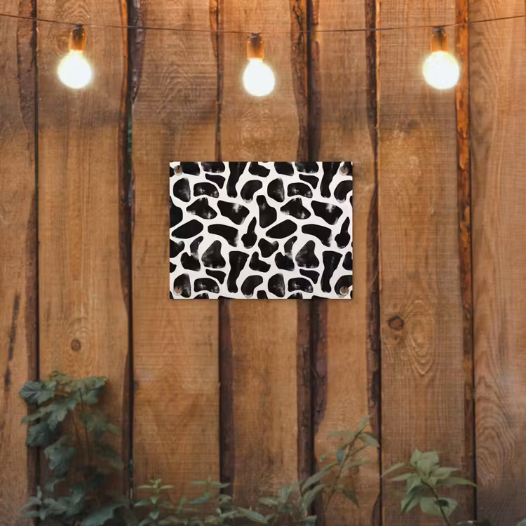 Dierenpatroon - Vlekken - Zwart - Wit tuinposter los doek klein 239 -sfeer1