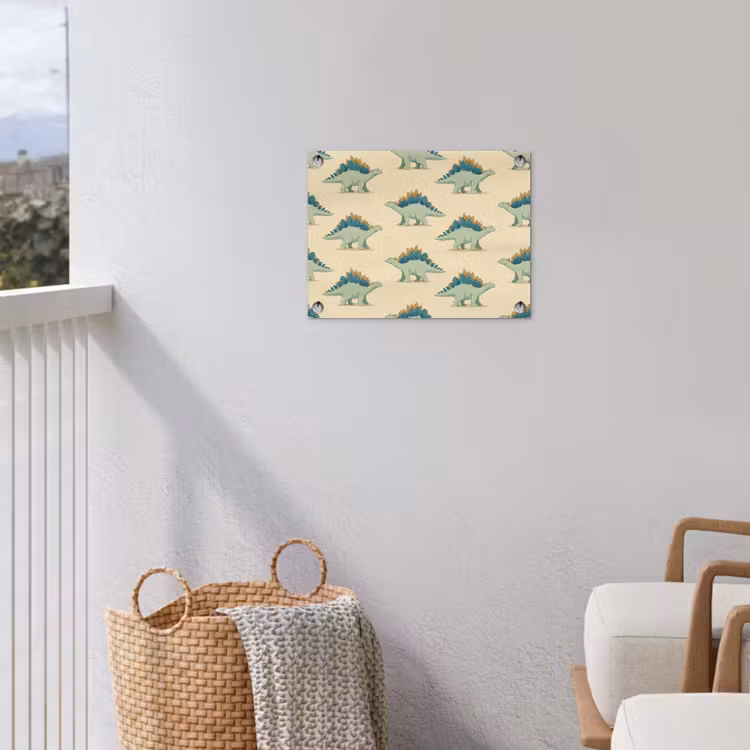 Dino - Patroon - Groen tuinposter los doek klein 239 -sfeer8