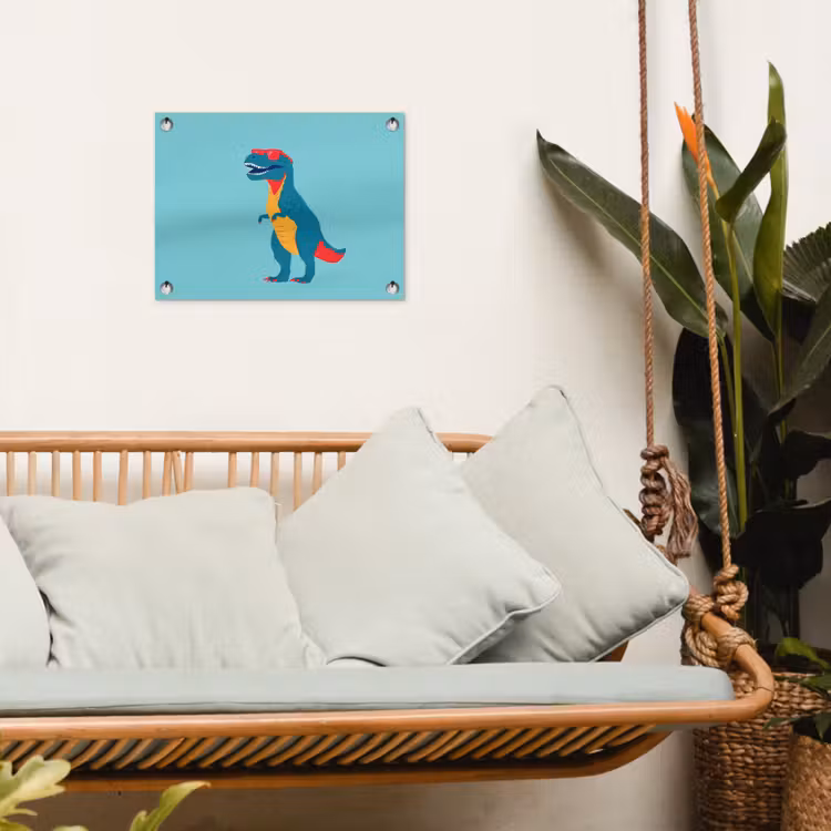 Dinosaurus - Blauw - Zonnebril tuinposter los doek klein -sfeer7