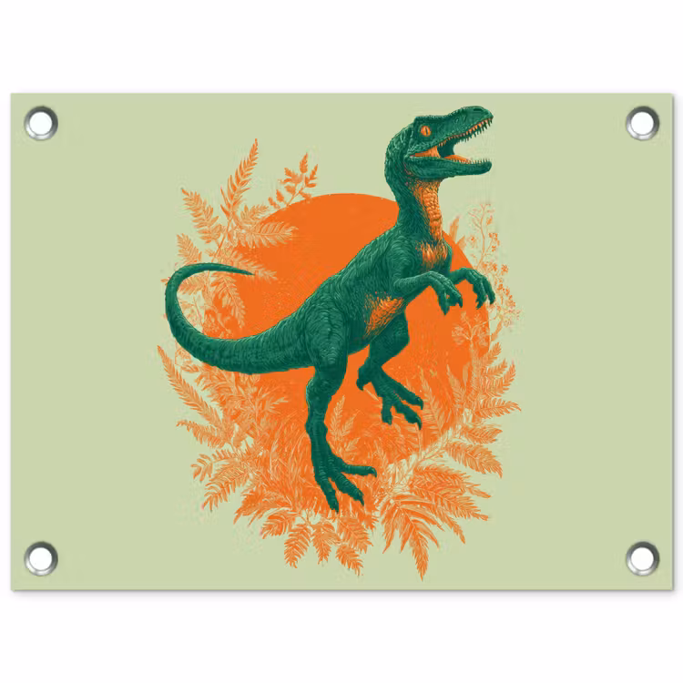 Dinosaurus - Groen - Planten - Cirkel tuinposter los doek klein -3d