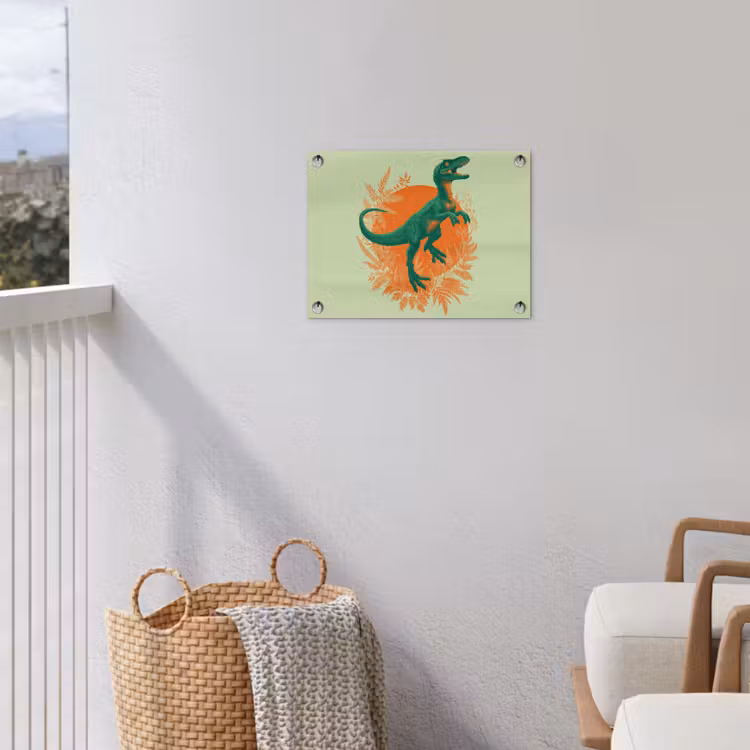 Dinosaurus - Groen - Planten - Cirkel tuinposter los doek klein -sfeer8
