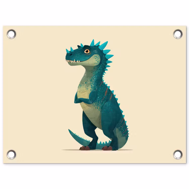 Dinosaurus - Turquoise - Stekels tuinposter los doek klein -3d