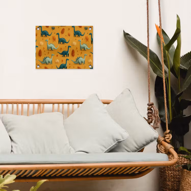 Dinosaurussen - Stekels - Herfstbladeren - Bruin tuinposter los doek klein -sfeer7