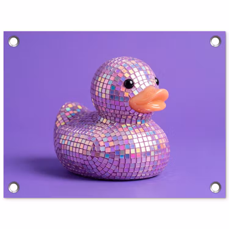 Disco - Eend - Paars tuinposter los doek klein -3d