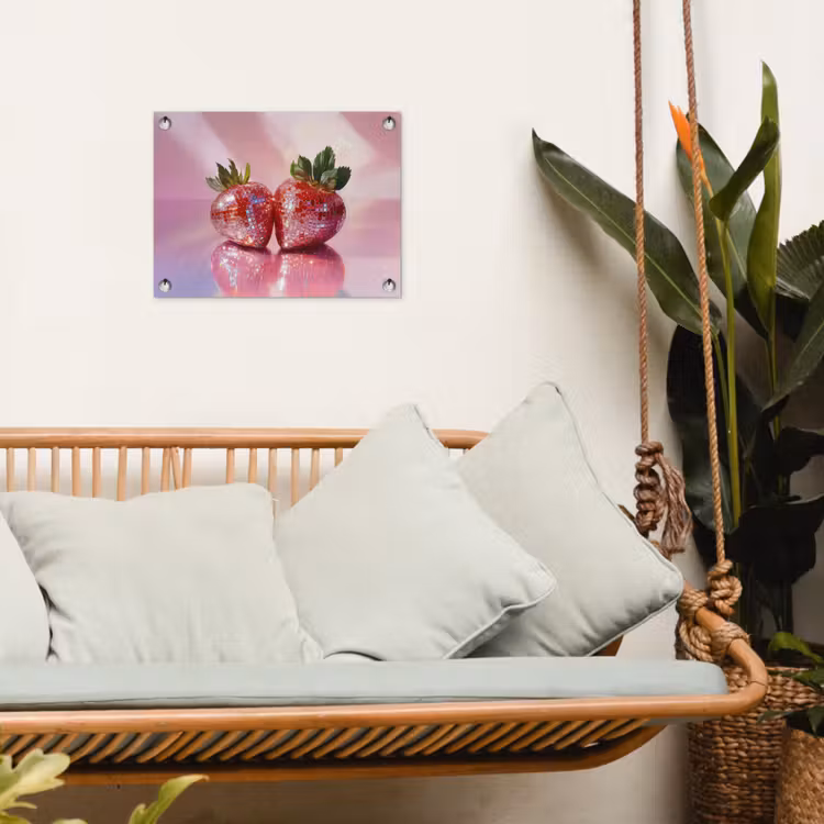 Disco - Fruit - Glitter - Strawberry tuinposter los doek klein -sfeer7