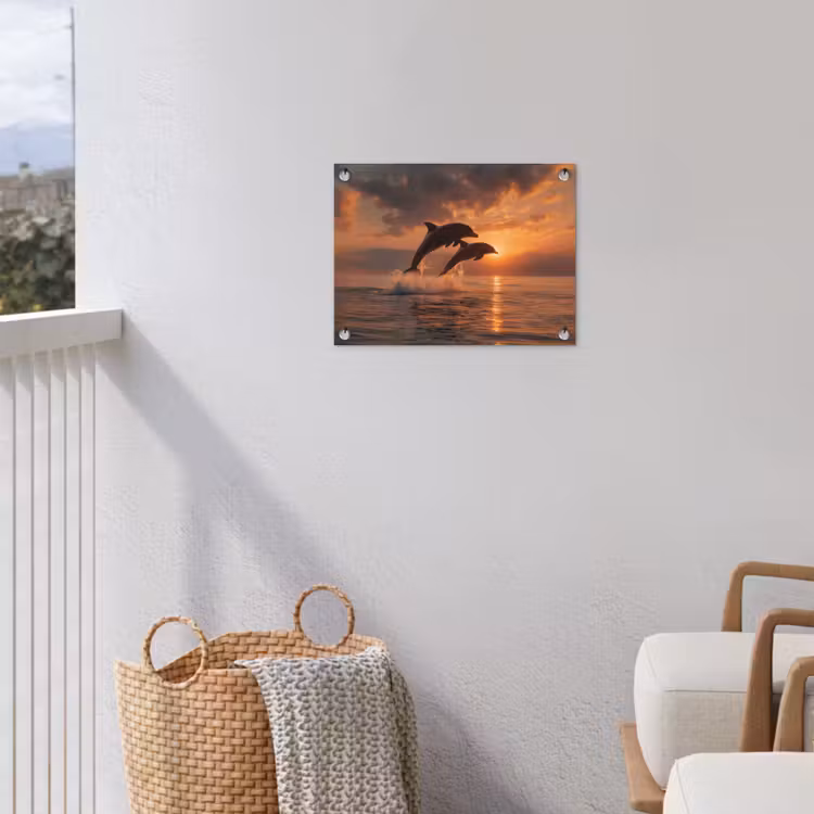 Dolfijnen - Zee - Realistisch tuinposter los doek klein -sfeer8