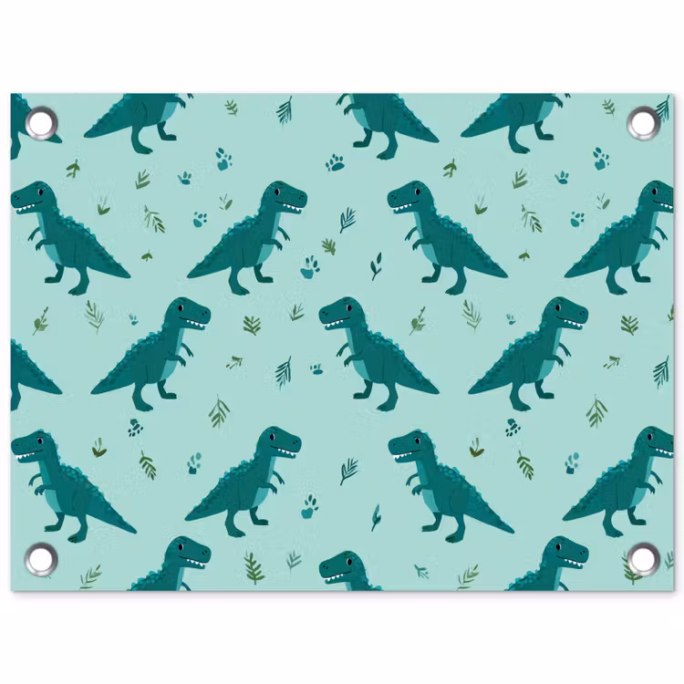 Donkergroen - Dinosaurussen - Afdrukken - Bladeren tuinposter los doek klein -3d