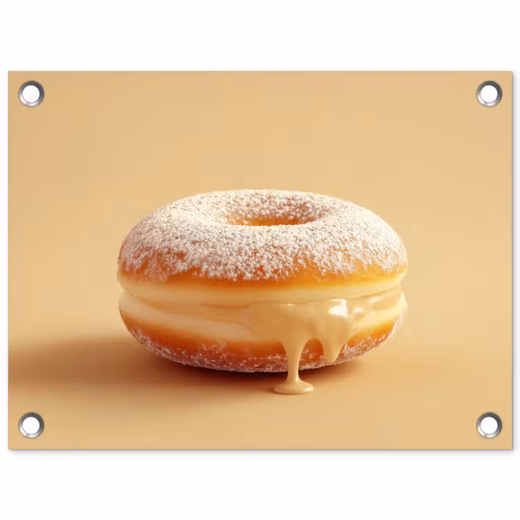 Donut - Romig - Poedersuiker - Beige tuinposter los doek klein -3d