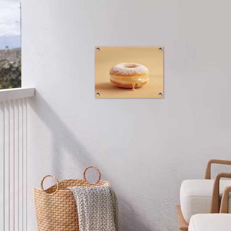 Donut - Romig - Poedersuiker - Beige tuinposter los doek klein -sfeer8