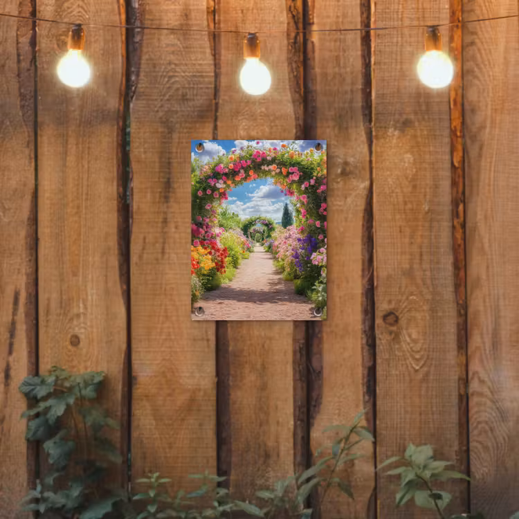 Doorkijk - Bloemen - Kleurrijk - Natuur tuinposter los doek klein -sfeer1