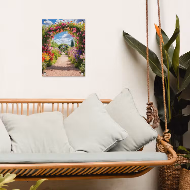 Doorkijk - Bloemen - Kleurrijk - Natuur tuinposter los doek klein -sfeer7